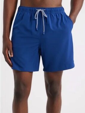 Peter Millar Crown  Blue Swim Trunks with Drawstring Large
